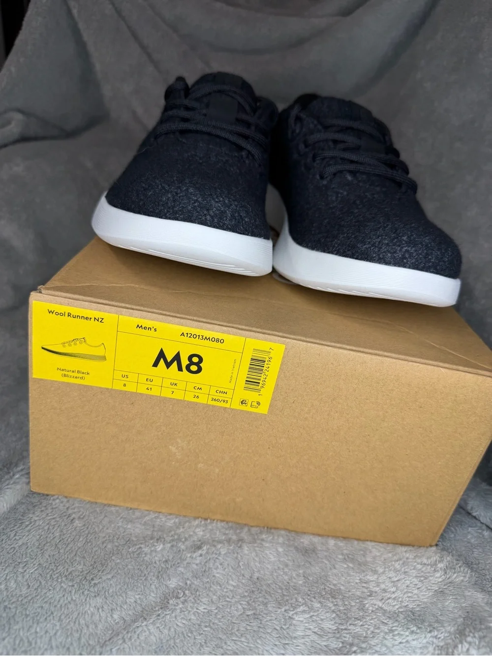 allbirds Men's Black Knit Sneakers with White Sole